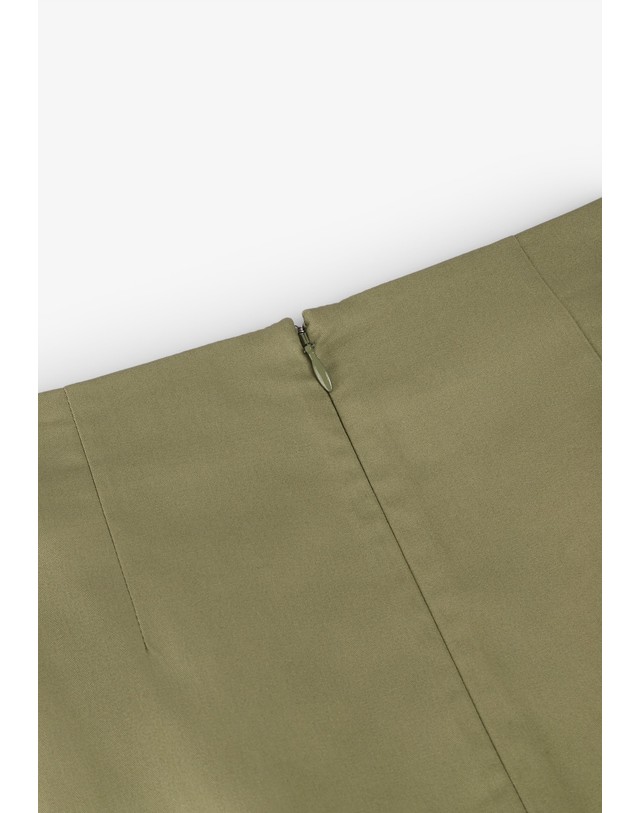 스칼퍼스 라감 플리츠 패널 지퍼 미디 스커트 68295 KHAKI 카키 착용컷