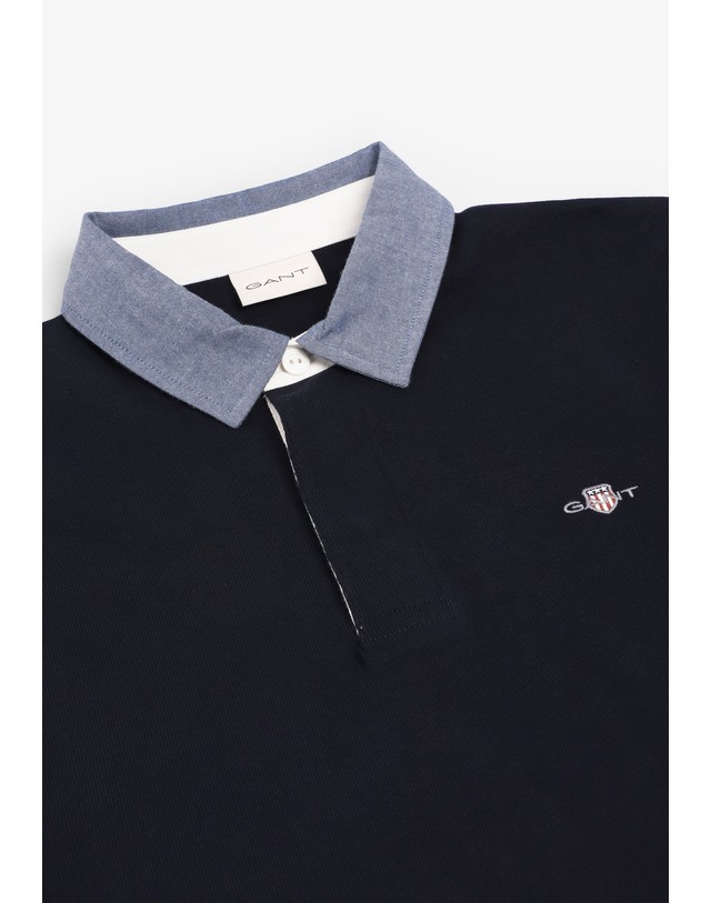 스칼퍼스 간트 클래식 헤비 럭비 긴팔 폴로셔츠 74840 NAVY 네이비 착용컷