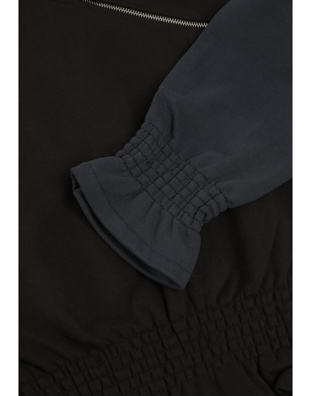스칼퍼스 라감 컬러블록 집업 스모킹 맨투맨 74736 BROWN 블랙 착용컷