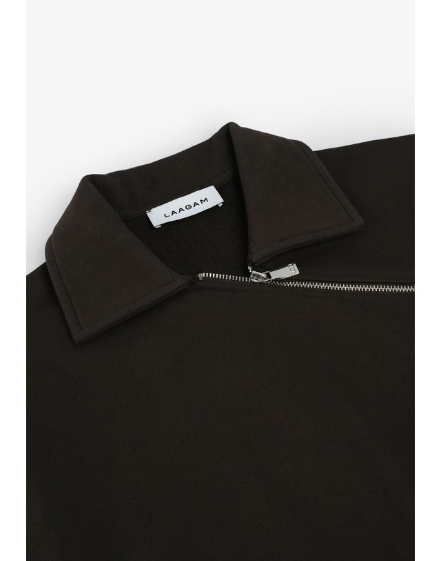 스칼퍼스 라감 컬러블록 집업 스모킹 맨투맨 74736 BROWN 블랙 착용컷