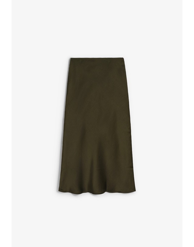 스칼퍼스 삼소앤삼소 새틴 슬릿 롱 스커트 64781 DARK GREEN 그린 착용컷