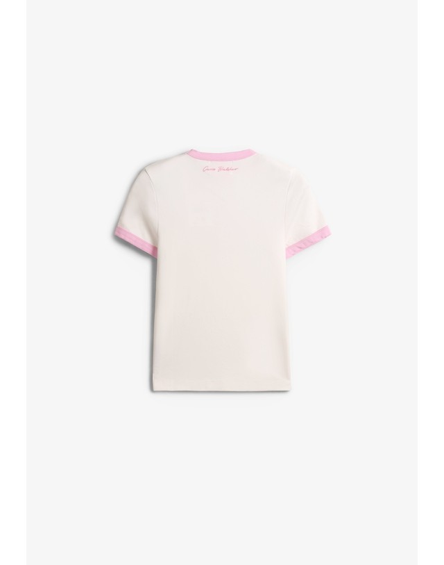 스칼퍼스 메종라비쉬 자수 레터링 링거 반팔 티셔츠 74677 OFF WHITE 아이보리 착용컷