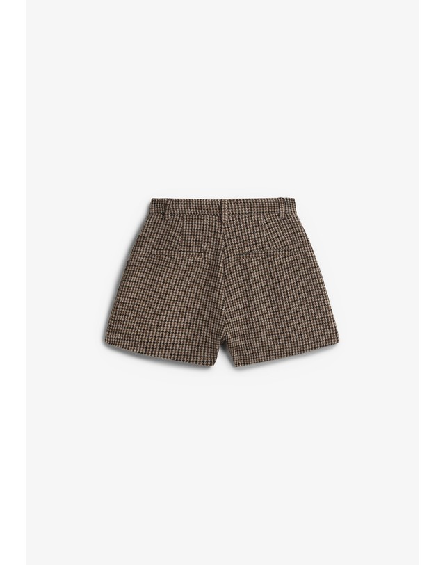 스칼퍼스 그레이스앤밀라 하운드투스 체크 와이드 반바지 74757 BROWN 브라운 착용컷
