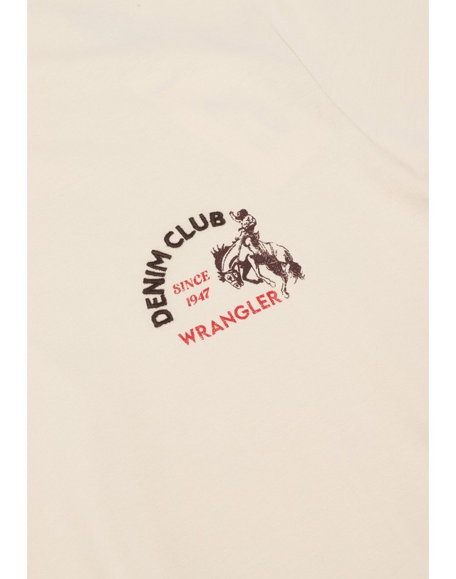 스칼퍼스 랭글러 스몰 그래픽 라운드넥 반팔 티셔츠 78442 OFF WHITE 아이보리 착용컷