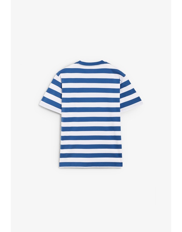 스칼퍼스 디키즈 스트라이프 로고 패치 반팔 티셔츠 70532 WHITE/BLUE 멀티컬러 착용컷