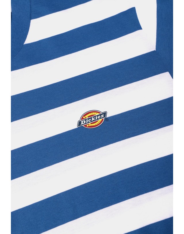 스칼퍼스 디키즈 스트라이프 로고 패치 반팔 티셔츠 70532 WHITE/BLUE 멀티컬러 착용컷
