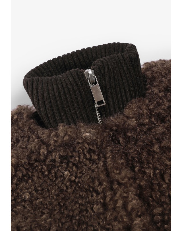 스칼퍼스 벨레로즈 오버핏 집업 플리스 자켓 74968 DARK BROWN 초콜릿 착용컷