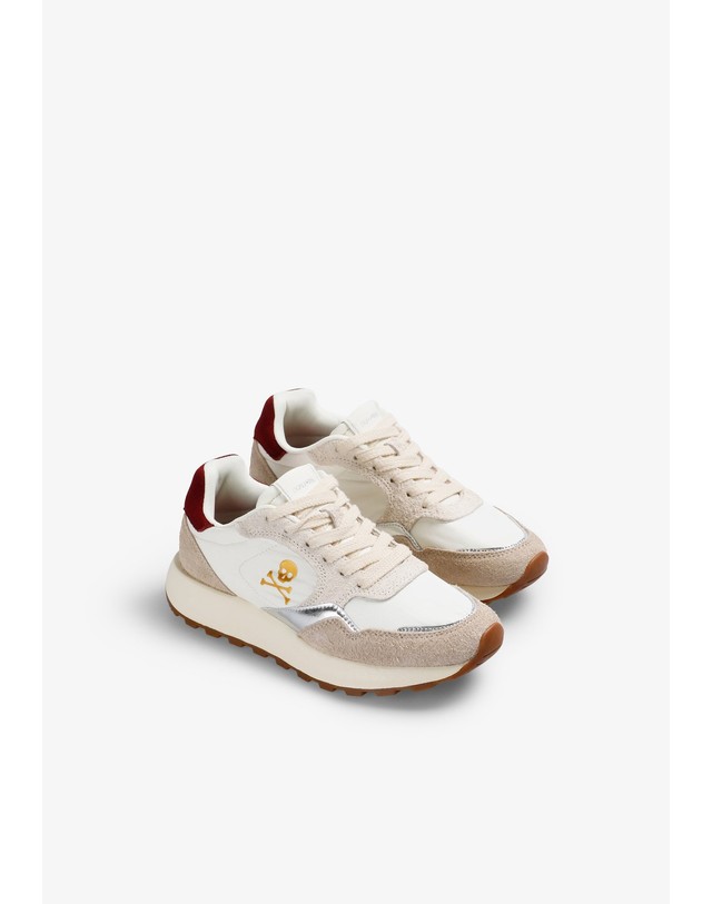 스칼퍼스 스캘퍼스 멀티 텍스처 레트로 스니커즈 62184 BURGUNDY/BEIGE 멀티컬러 착용컷
