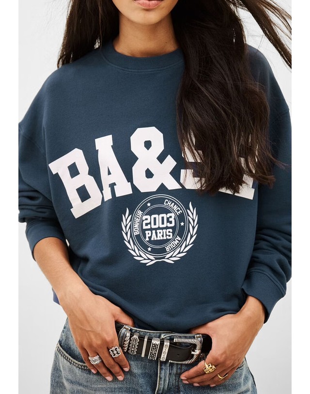 스칼퍼스 바쉬 프린트 크루넥 긴팔 맨투맨 64552 BLUE 블루 착용컷