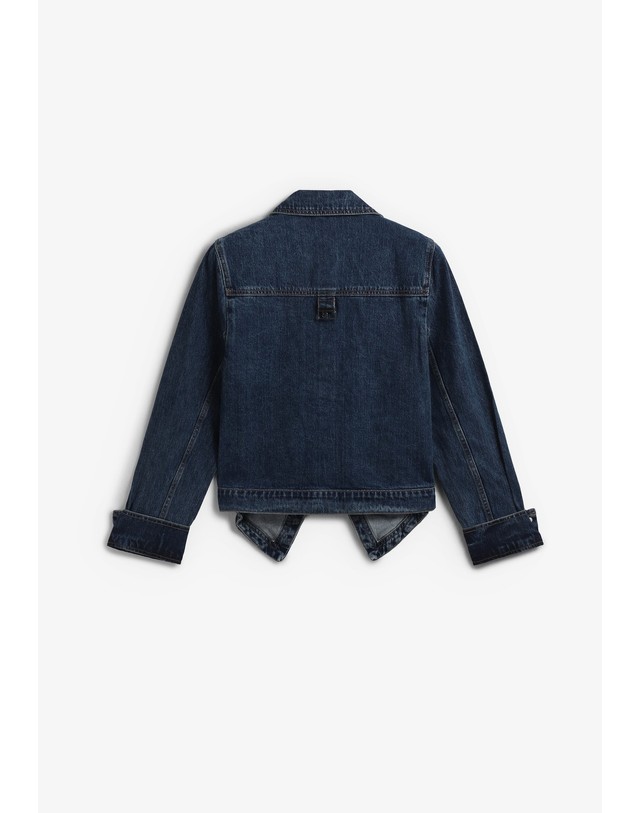 스칼퍼스 라감 버클 크롭 데님 자켓 74709 DENIM 네이비 착용컷