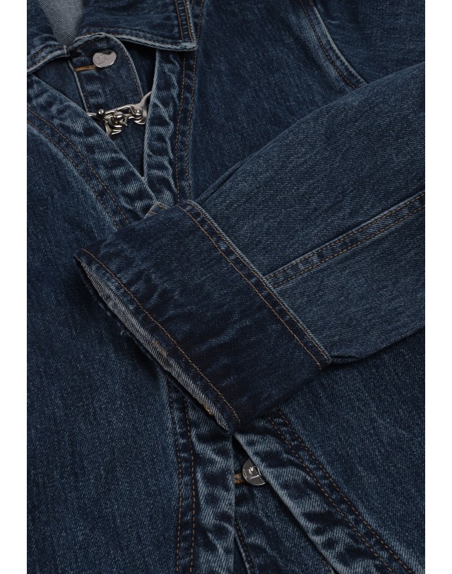 스칼퍼스 라감 버클 크롭 데님 자켓 74709 DENIM 네이비 착용컷