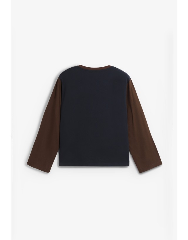 스칼퍼스 바쉬 넘버 프린트 크루넥 긴팔 티셔츠 78464 DARK BLUE 멀티컬러 착용컷