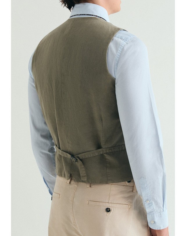 스칼퍼스 스캘퍼스 더블 버튼 수트 베스트 60851 LIGHT KHAKI 카키 착용컷