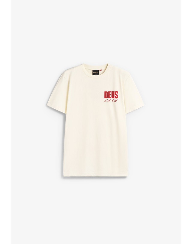 스칼퍼스 데우스엑스마키나 백 그래픽 반팔 티셔츠 78570 OFF WHITE 아이보리 착용컷