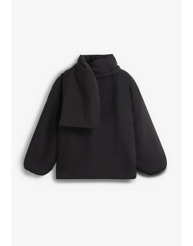 스칼퍼스 오브젝트 스카프 숏 패딩 자켓 74459 BLACK 블랙 착용컷