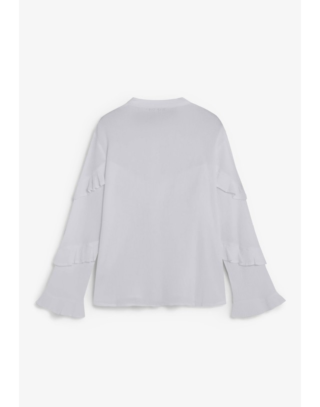 스칼퍼스 스캘퍼스 러플 마오 칼라 긴팔 셔츠 72792 LIGHT BLUE 그레이 착용컷