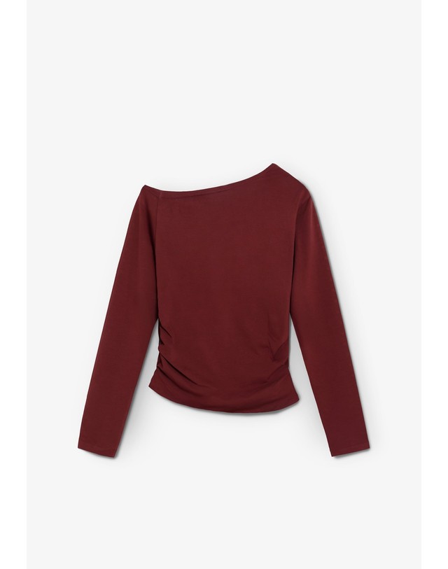 스칼퍼스 스캘퍼스 스터드 오프숄더 긴팔 티셔츠 72753 BURGUNDY 레드 착용컷