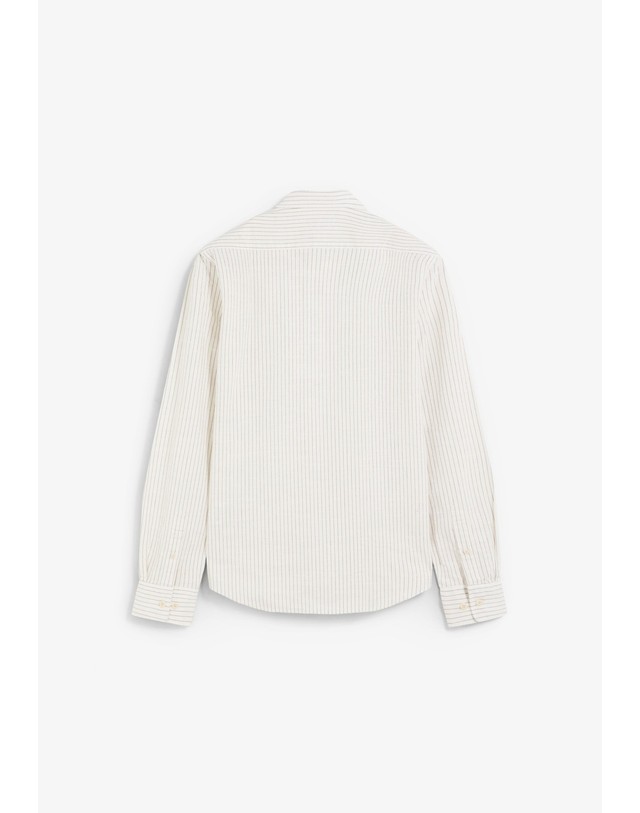 스칼퍼스 스캘퍼스 스트라이프 레귤러핏 긴팔 셔츠 68885 BURGUNDY STRIPES 아이보리 착용컷