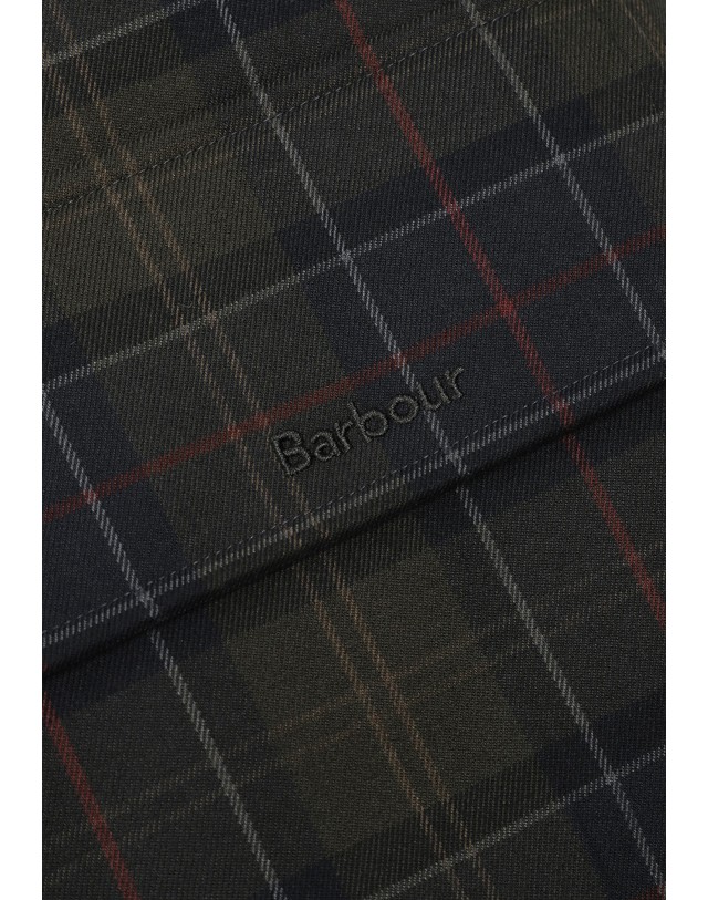 스칼퍼스 바버 체크 코듀로이 카라 롱 자켓 78890 KHAKI 그린 착용컷