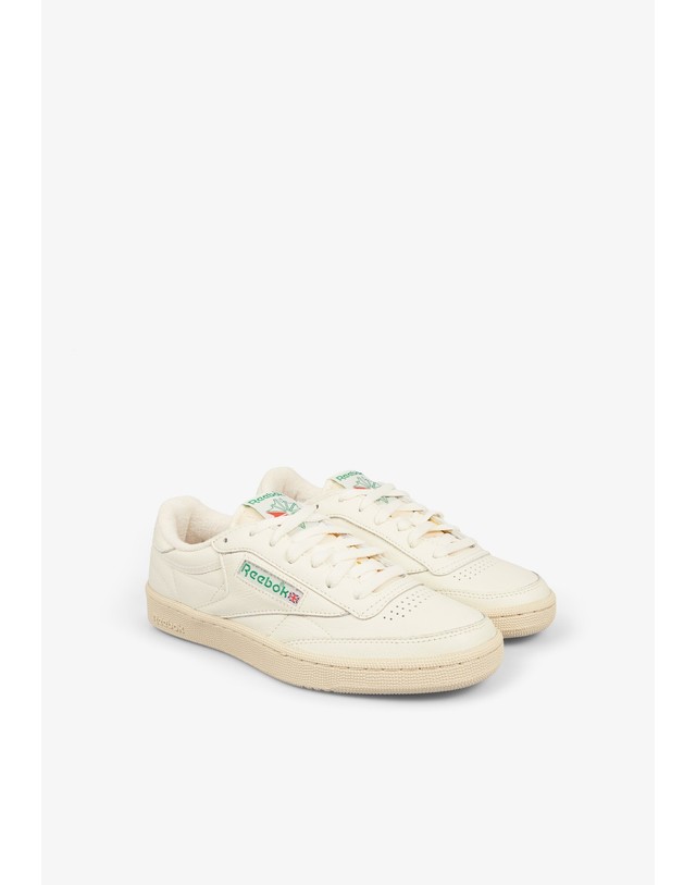 스칼퍼스 리복 클럽 C 85 빈티지 레더 스니커즈 55038 WHITE/GREEN 아이보리 착용컷