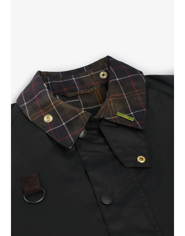 스칼퍼스 바버 왁스 코팅 체크 카라 자켓 78882 NAVY 네이비 착용컷