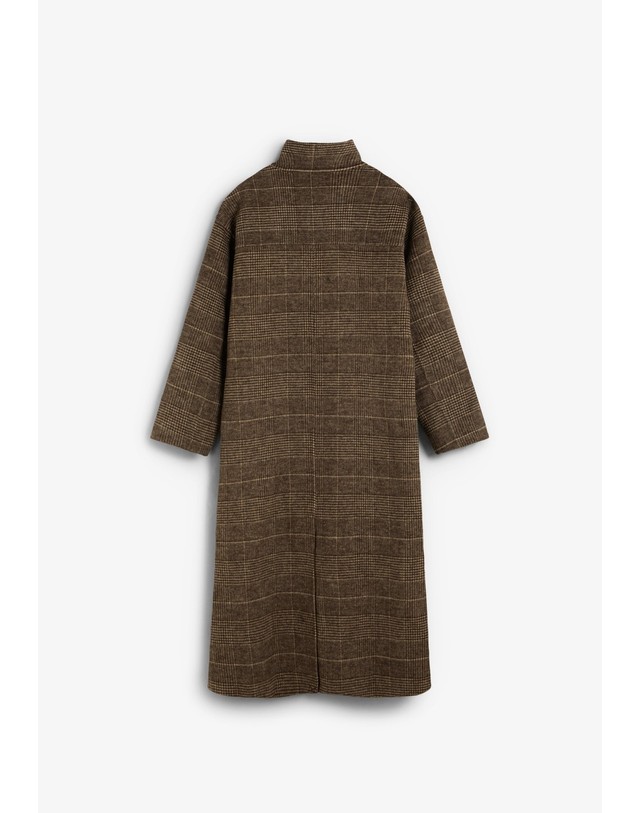 스칼퍼스 스캘퍼스 탈착 머플러 체크 롱 코트 72213 BROWN CHECK/BROWN 브라운 착용컷