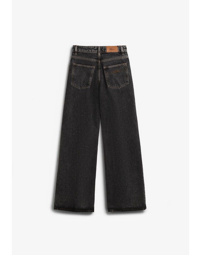스칼퍼스 라코스테 와이드 하이웨스트 워싱 청바지 78724 DARK GREY 그레이 착용컷
