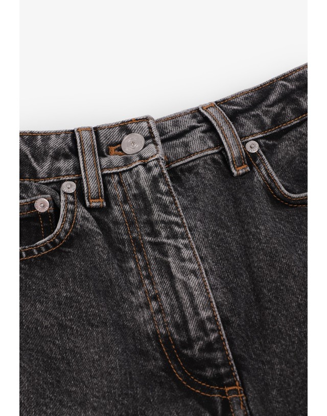 스칼퍼스 라코스테 와이드 하이웨스트 워싱 청바지 78724 DARK GREY 그레이 착용컷
