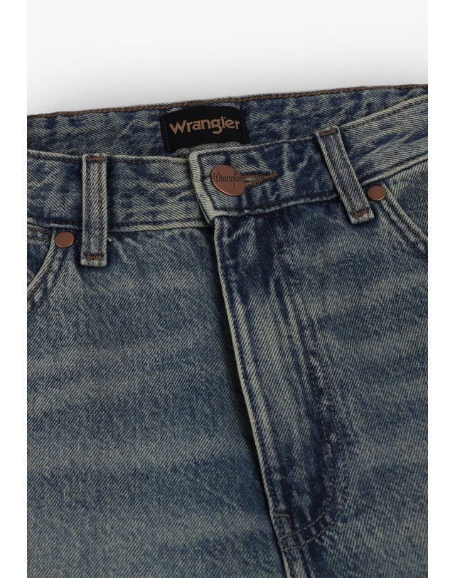 스칼퍼스 랭글러 루즈핏 스트레이트 워싱 데님 진 72445 DENIM 네이비 착용컷