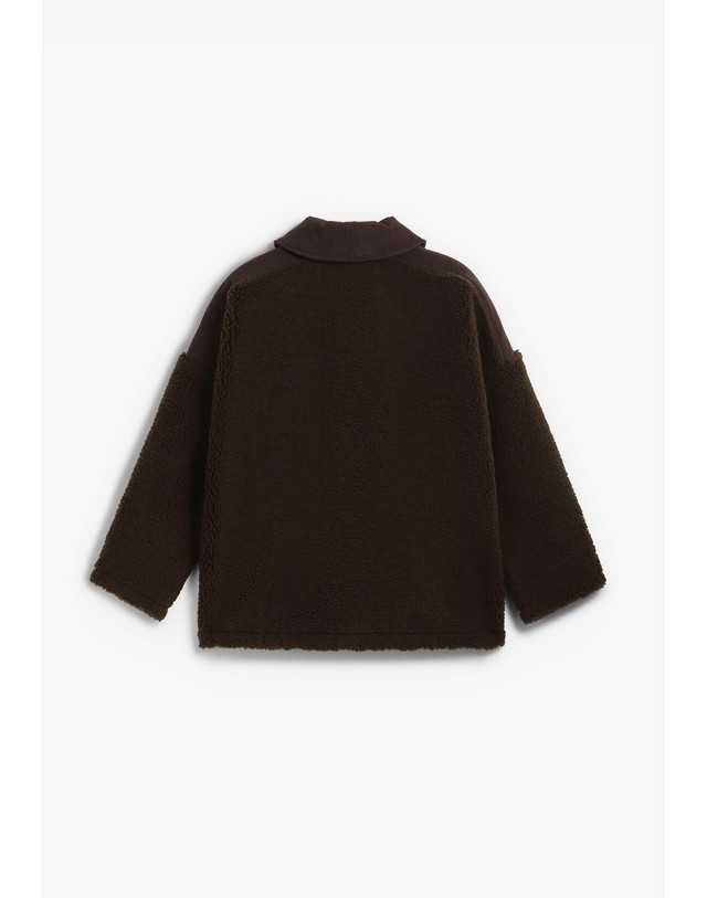 스칼퍼스 세선 오버사이즈 셔츠 칼라 자켓 74958 BROWN 초콜릿 착용컷