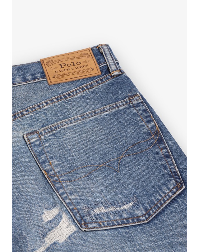 스칼퍼스 폴로 랄프 로렌 페인트 스플래터 스트레이트 청바지 74993 DENIM 블루 착용컷
