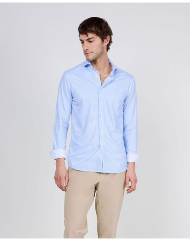 엘간소 슬림핏 깅엄 체크 긴팔 셔츠 1050s260086 AZUL