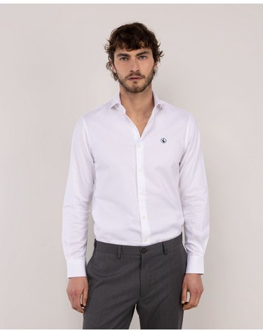 엘간소 옥스포드 코튼 긴팔 정장 셔츠 1050s260135 BLANCO