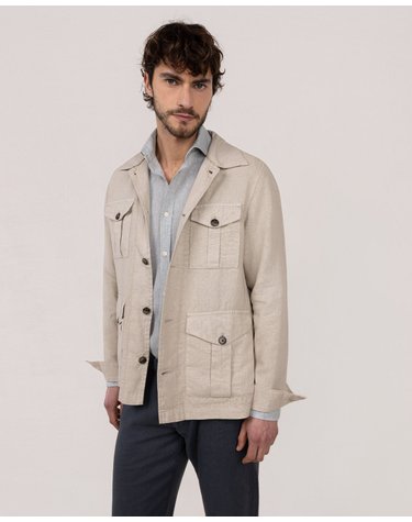 엘간소 린넨 레귤러핏 사파리 자켓 1040s260037 BEIGE