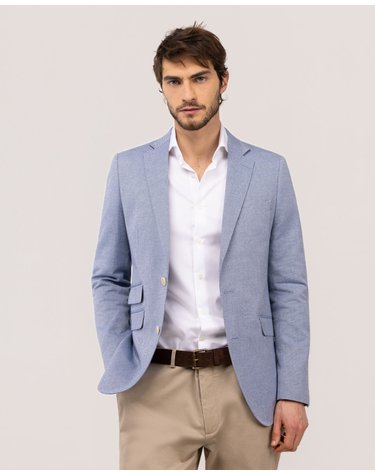 엘간소 옥스포드 코튼 테일러드 자켓 1030s260030 AZUL