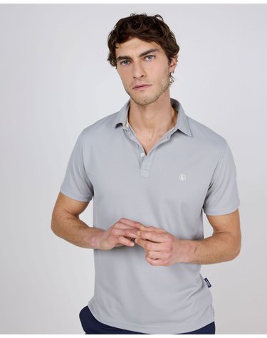 엘간소 슬림핏 로고 반팔 폴로셔츠 1100s260019 GRIS