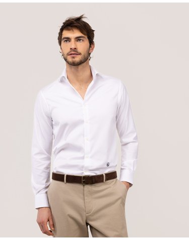 엘간소 이탈리안 칼라 버튼 정장 셔츠 1050s260130 BLANCO