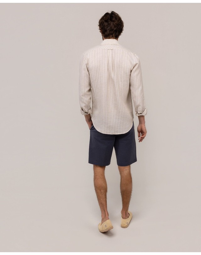 엘간소 엘간소 레귤러핏 스트라이프 린넨 긴팔 셔츠 1050s260112 BEIGE 베이지 착용컷