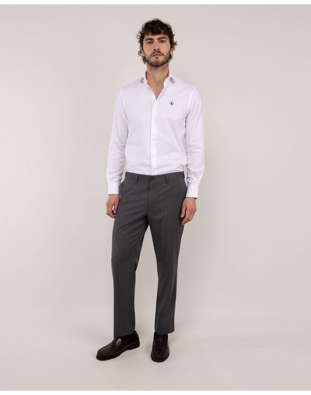 엘간소 엘간소 옥스포드 코튼 긴팔 정장 셔츠 1050s260135 BLANCO 화이트 착용컷