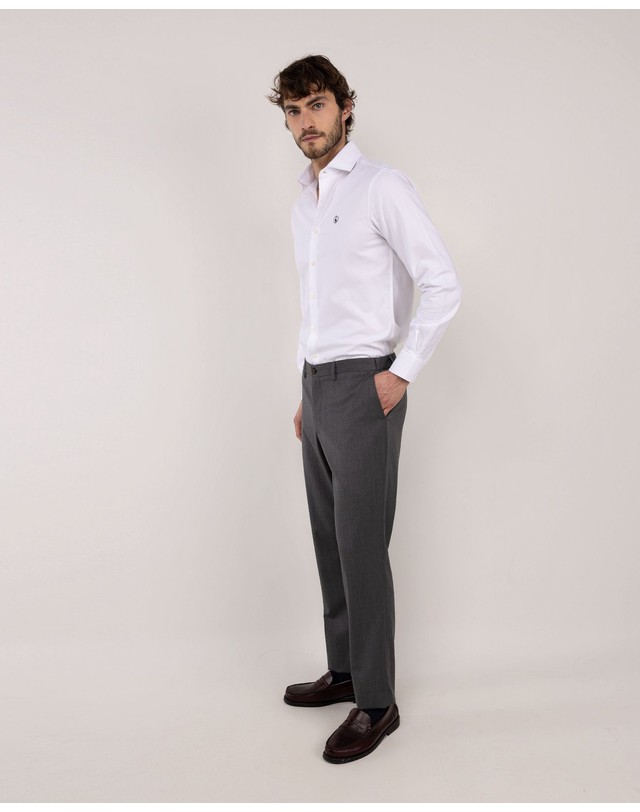 엘간소 엘간소 옥스포드 코튼 긴팔 정장 셔츠 1050s260135 BLANCO 화이트 착용컷