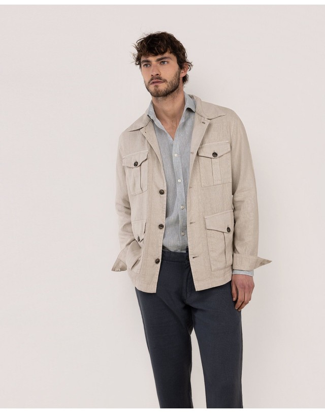엘간소 엘간소 린넨 레귤러핏 사파리 자켓 1040s260037 BEIGE 베이지 착용컷