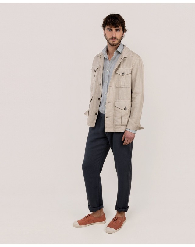 엘간소 엘간소 린넨 레귤러핏 사파리 자켓 1040s260037 BEIGE 베이지 착용컷