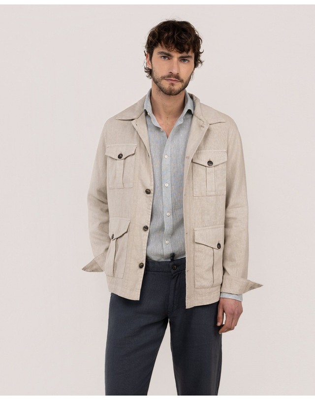 엘간소 엘간소 린넨 레귤러핏 사파리 자켓 1040s260037 BEIGE 베이지 착용컷