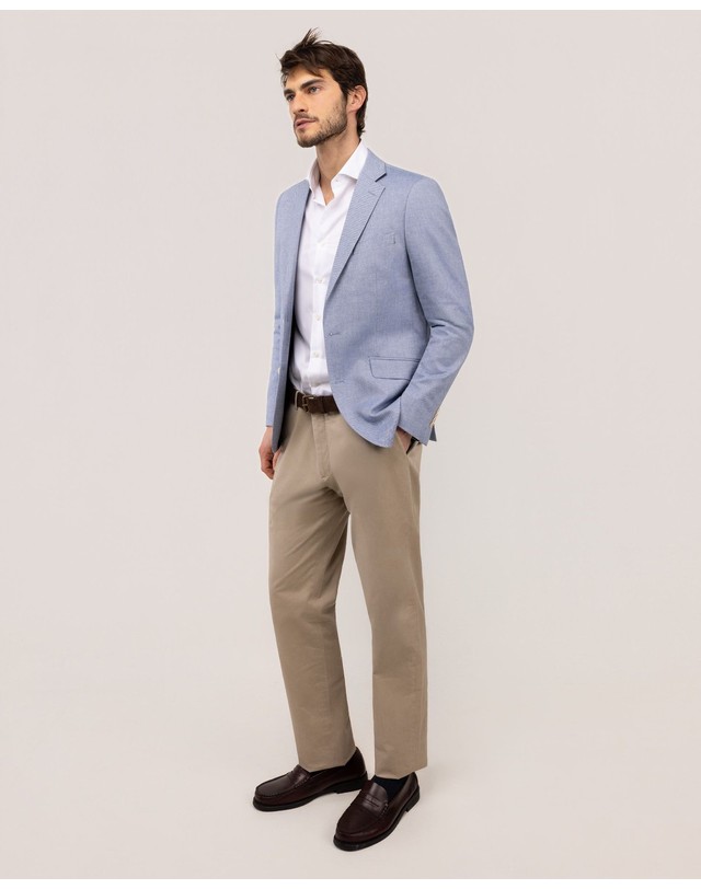 엘간소 엘간소 옥스포드 코튼 테일러드 자켓 1030s260030 AZUL 블루 착용컷