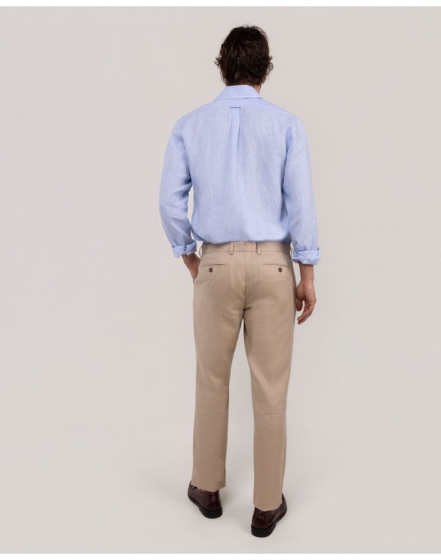 엘간소 엘간소 린넨 레귤러핏 슬랙스 팬츠 1020s260078 BEIGE 베이지 착용컷