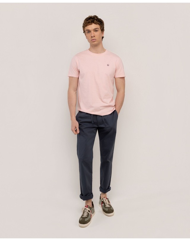 엘간소 엘간소 레귤러핏 로고 크루넥 반팔 티셔츠 1100s260013 ROSA 핑크 착용컷