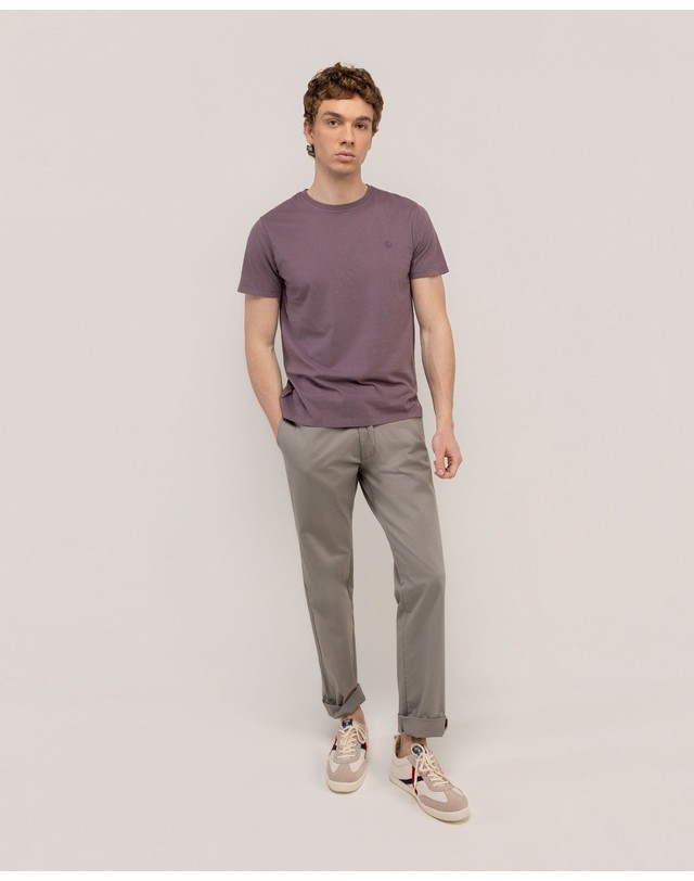 엘간소 엘간소 가먼트다이 베이직 반팔 티셔츠 1100s260011 MORADO 퍼플 착용컷