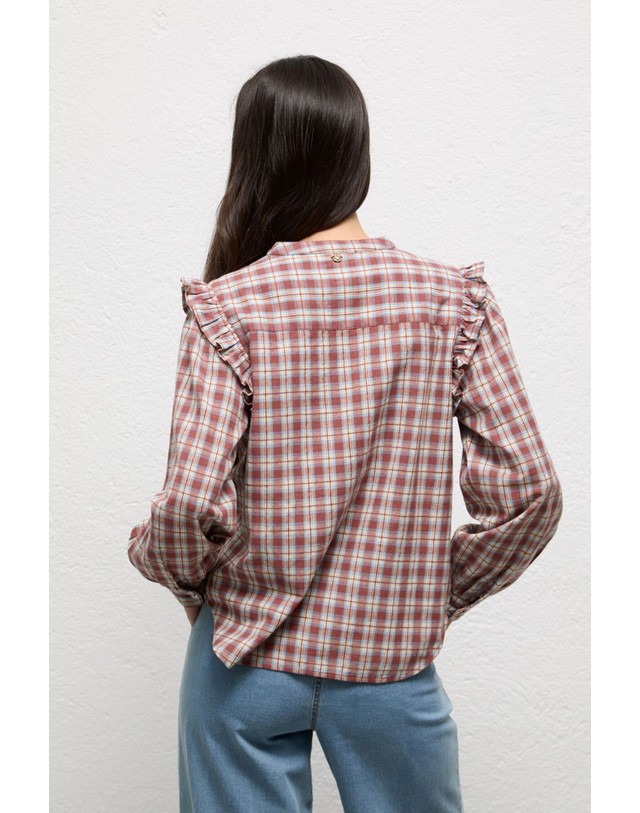 엘간소 엘간소 체크 러플 긴팔 블라우스 4314275 MULTICOLOR 멀티컬러 착용컷