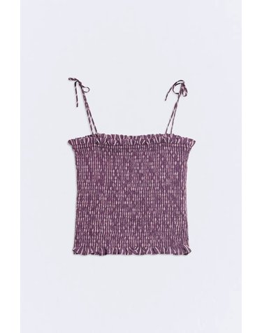 에세오에세 스트라이프 스모킹 스트랩 크롭 탑 304879-1170 BURGUNDY STRIPES