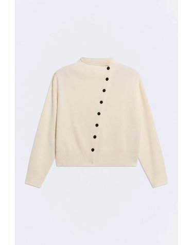 에세오에세 울 소재 퍼킨스넥 버튼 가디건 305299-1010 OFF WHITE
